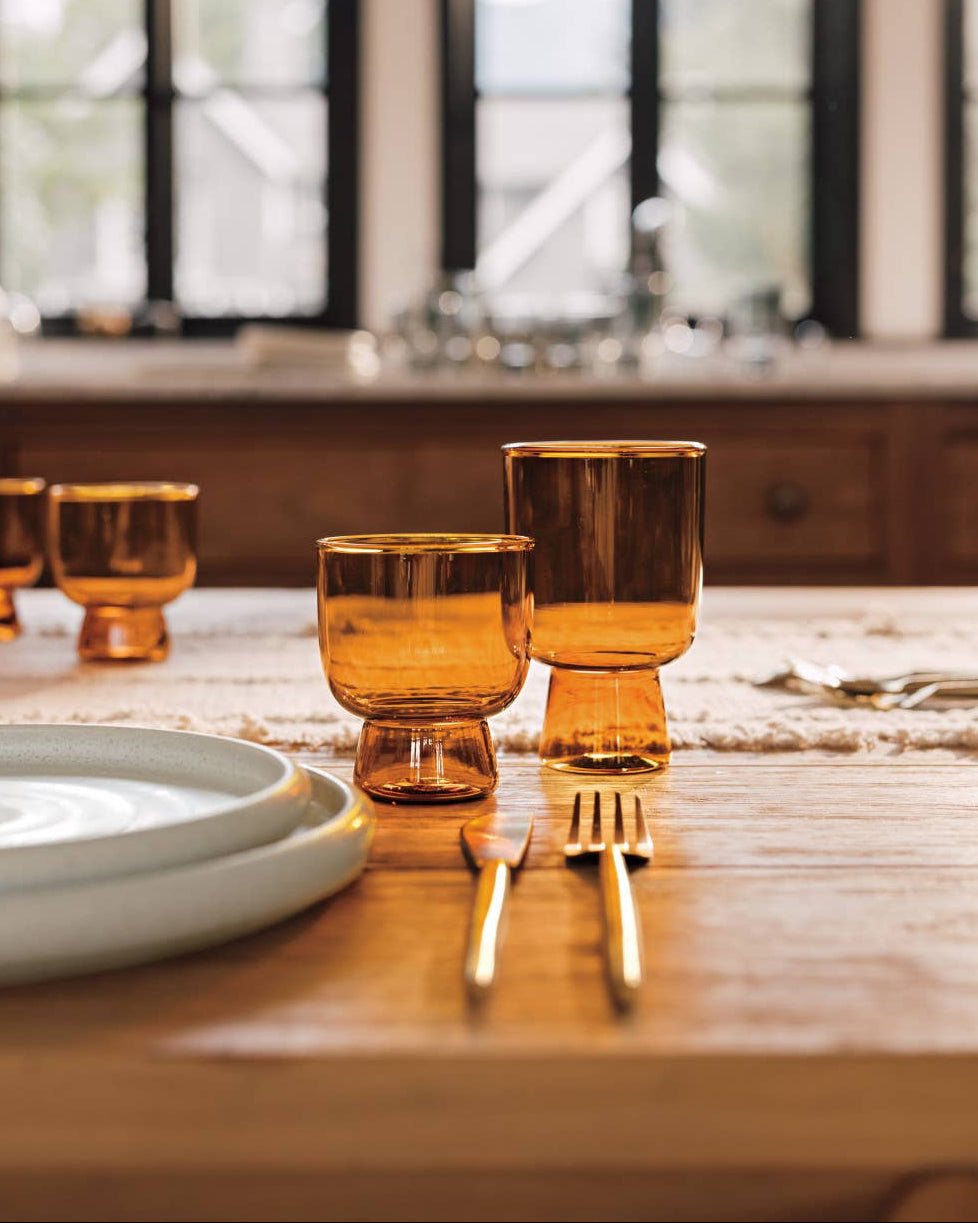 Amber Pedestal Glass