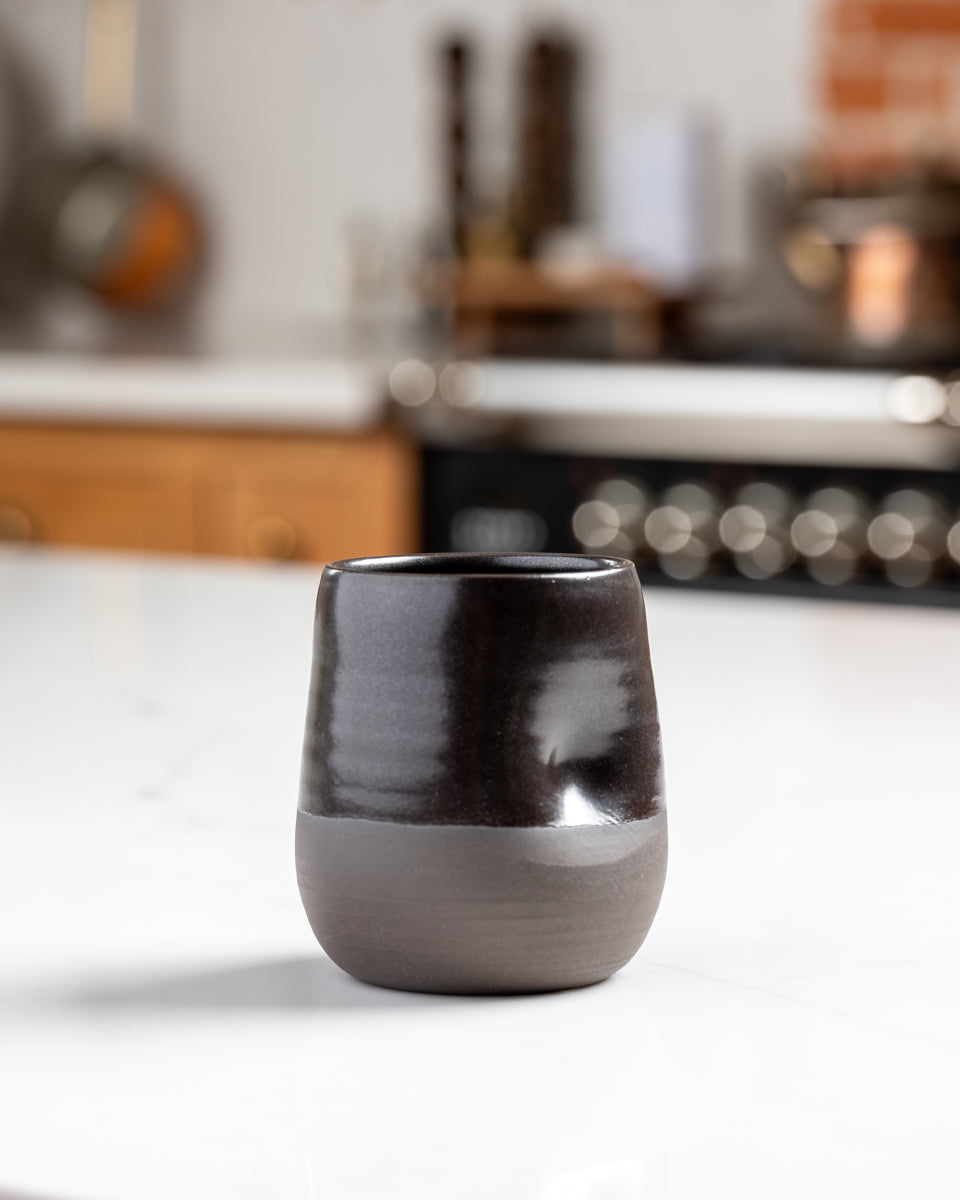 Hand Thrown Black Pinch Wine Tumbler